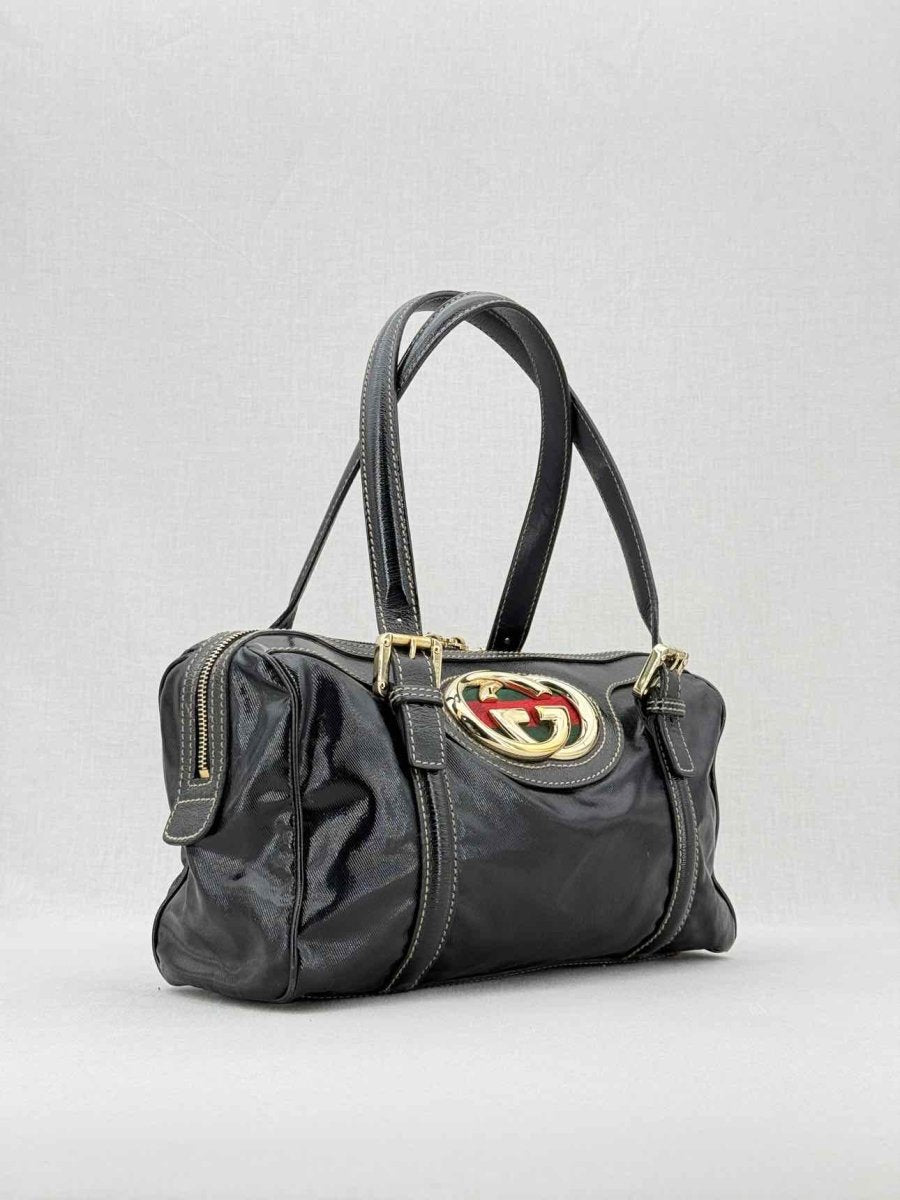 Pre - loved GUCCI Britt Boston Black Shoulder Bag at Reems Closet