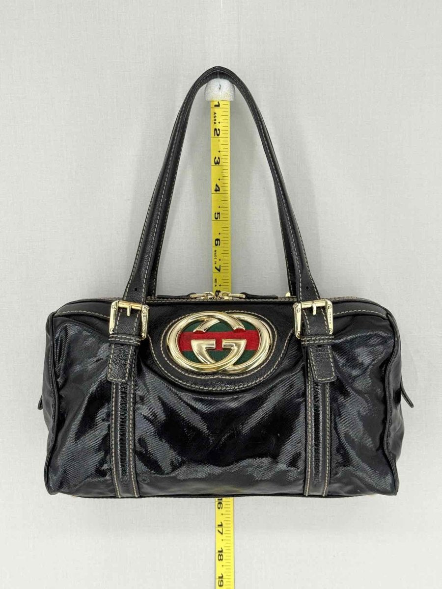Pre - loved GUCCI Britt Boston Black Shoulder Bag at Reems Closet