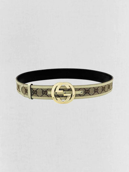 Pre-loved GUCCI Brown & Beige GG Belt at Reems Closet