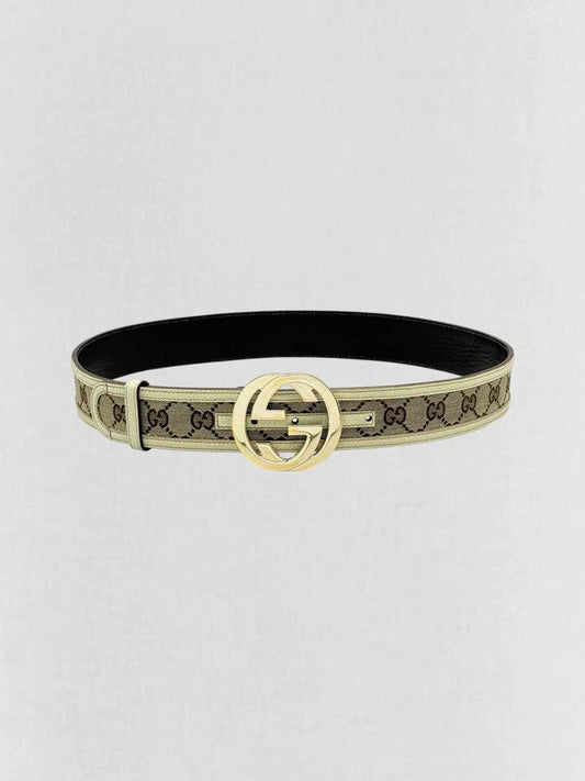 Pre-loved GUCCI Brown & Beige GG Belt at Reems Closet