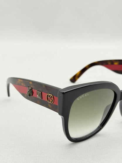 Pre-loved GUCCI Brown Logo Stud Sunglasses at Reems Closet