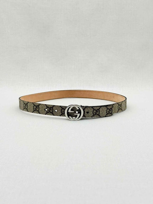 Pre - loved GUCCI Brown Monogram Belt at Reems Closet