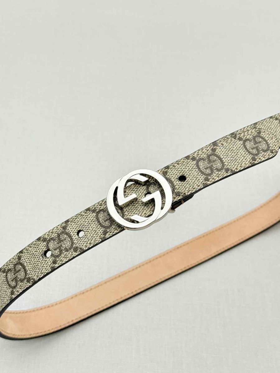 Pre - loved GUCCI Brown Monogram Belt at Reems Closet