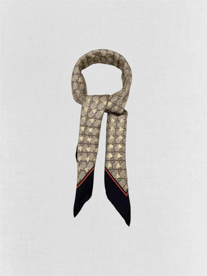 Pre-loved GUCCI Brown Multicolor Bee Scarf at Reems Closet