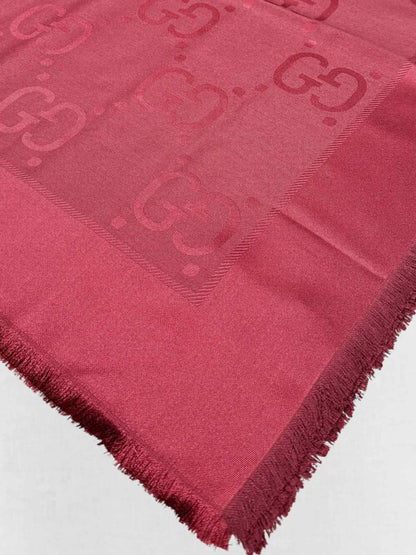 Pre - loved GUCCI Burgundy Fringed Scarf at Reems Closet