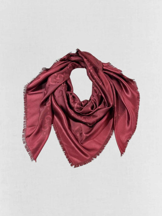 Pre - loved GUCCI Burgundy Fringed Scarf at Reems Closet