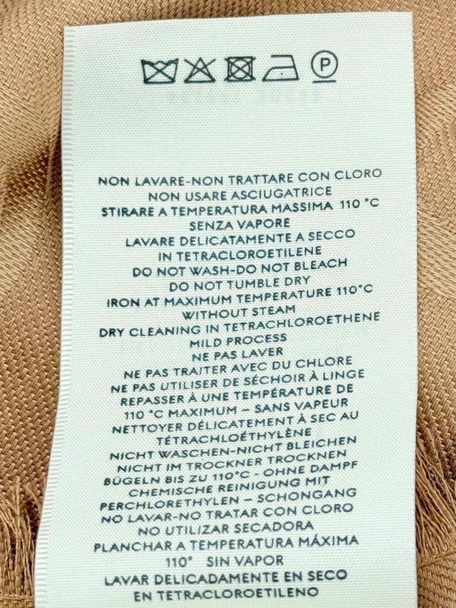 Pre - loved GUCCI Camel Fringed Scarf at Reems Closet