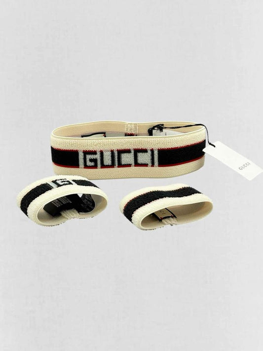 Pre-loved GUCCI Cream & Black Headband & Wrist Cuffs at Reems Closet