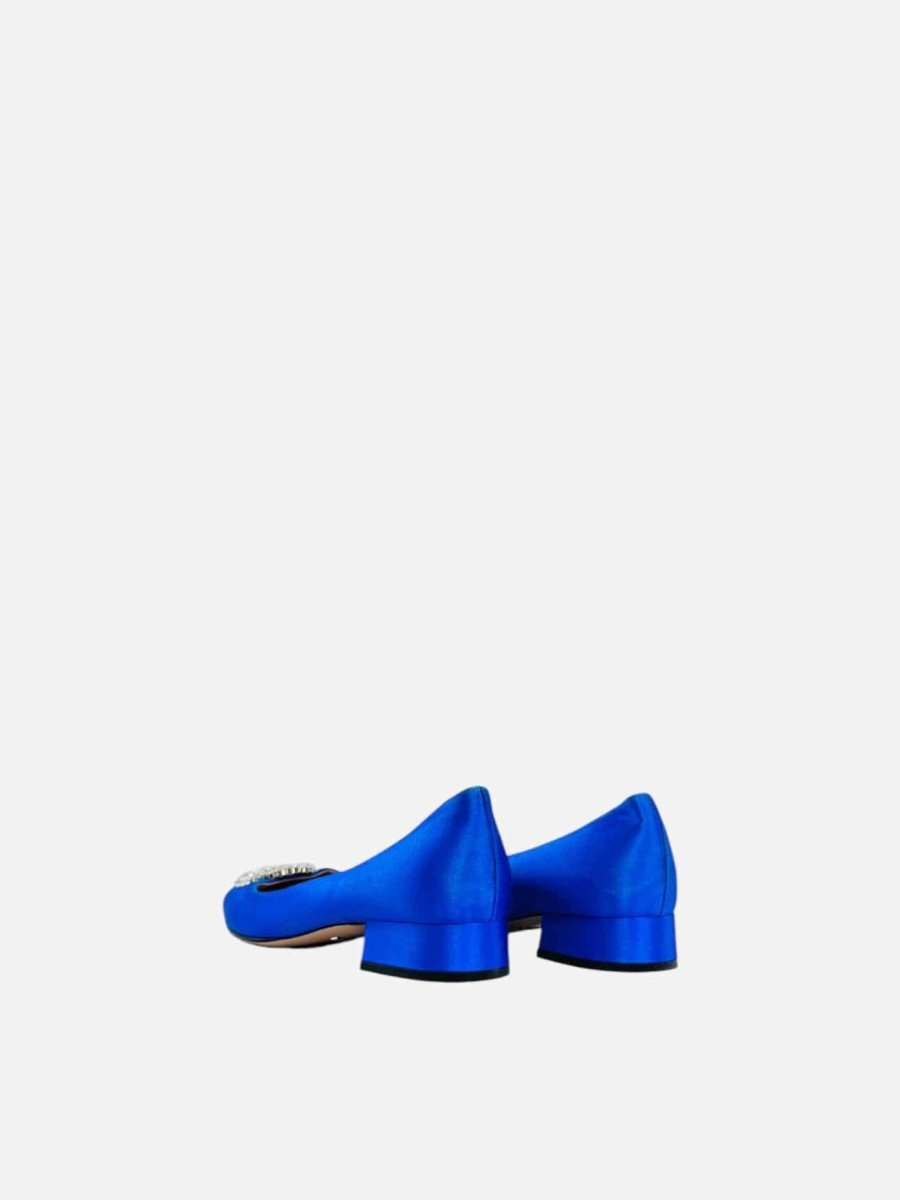 Pre - loved GUCCI Crystal GG Royal Blue Ballet Flats 38 at Reems Closet