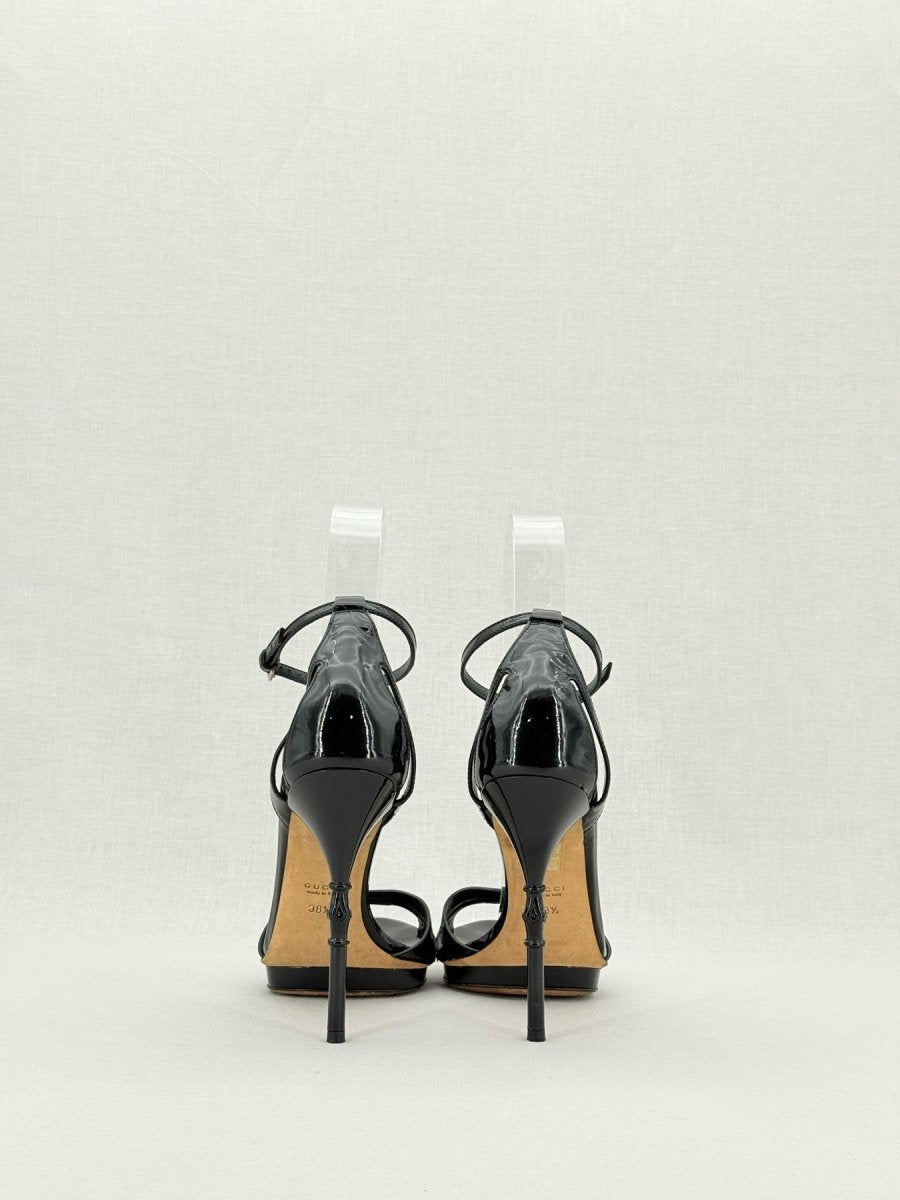 Pre - loved GUCCI Debra Black Size EU 38.5 Heeled Sandals at Reems Closet