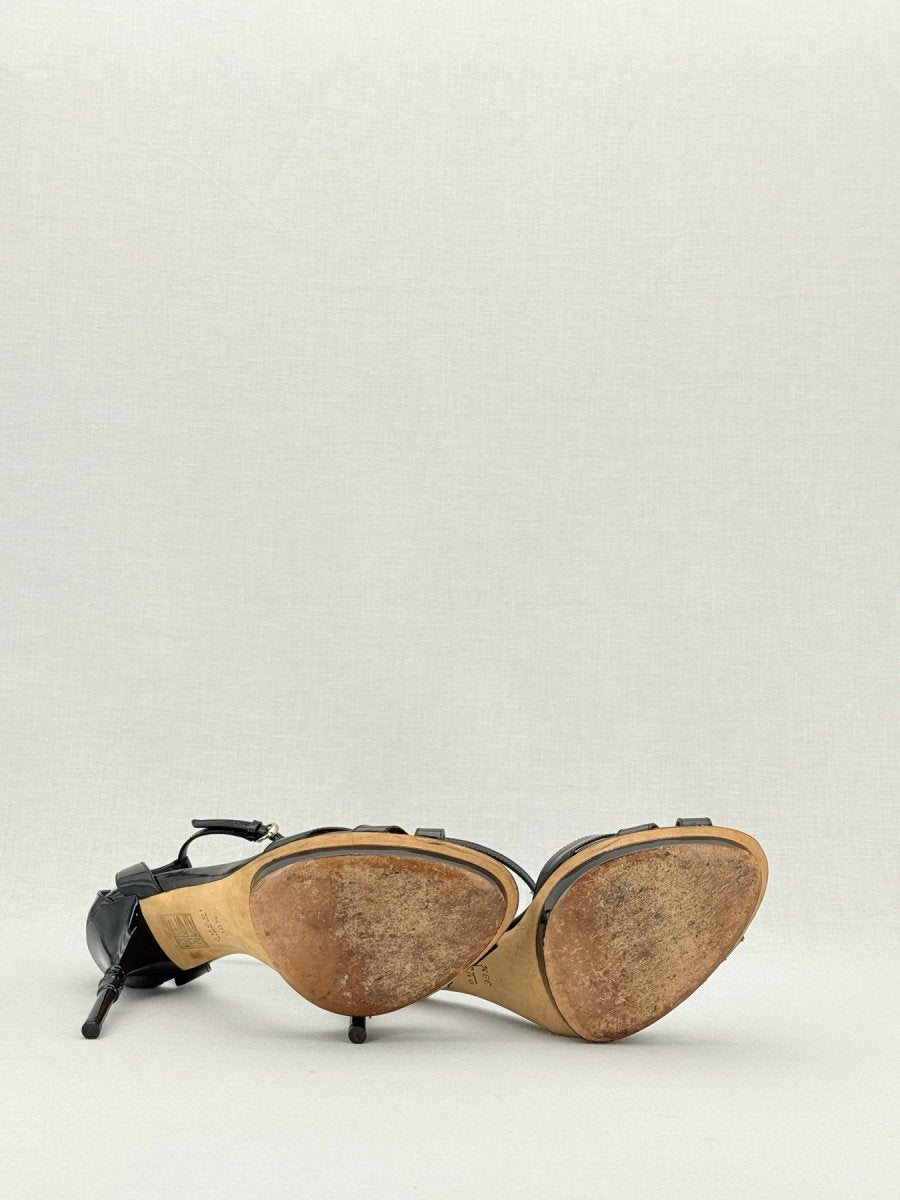 Pre - loved GUCCI Debra Black Size EU 38.5 Heeled Sandals at Reems Closet
