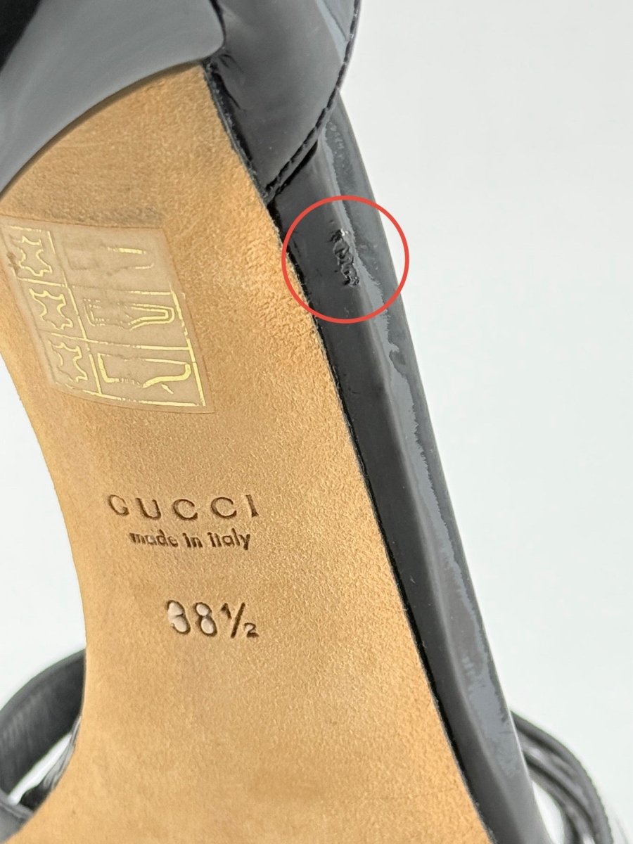Pre - loved GUCCI Debra Black Size EU 38.5 Heeled Sandals at Reems Closet