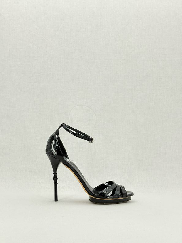 Pre - loved GUCCI Debra Black Size EU 38.5 Heeled Sandals at Reems Closet