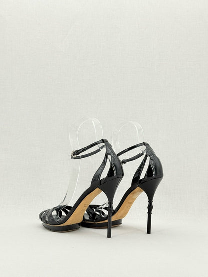 Pre - loved GUCCI Debra Black Size EU 38.5 Heeled Sandals at Reems Closet