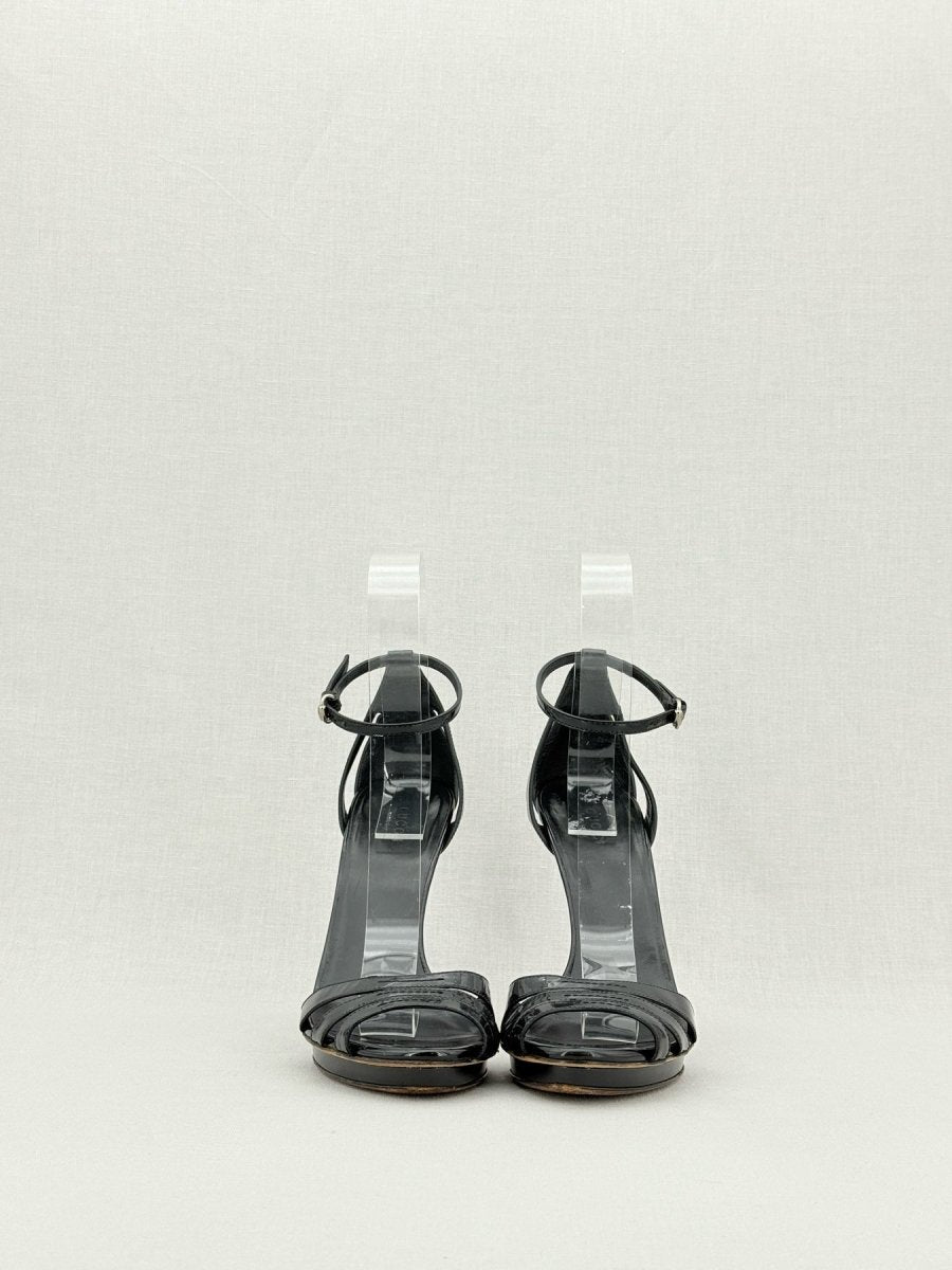 Pre - loved GUCCI Debra Black Size EU 38.5 Heeled Sandals at Reems Closet