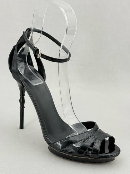 Pre - loved GUCCI Debra Black Size EU 38.5 Heeled Sandals at Reems Closet