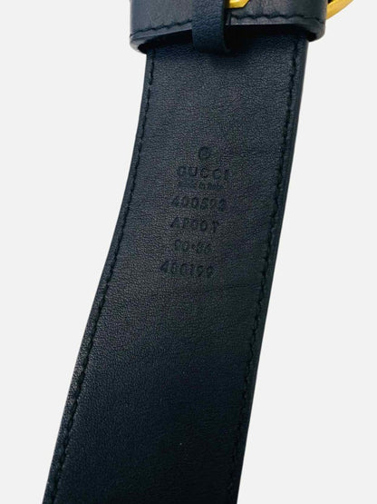 Pre - loved GUCCI Double G Buckle Black Belt at Reems Closet