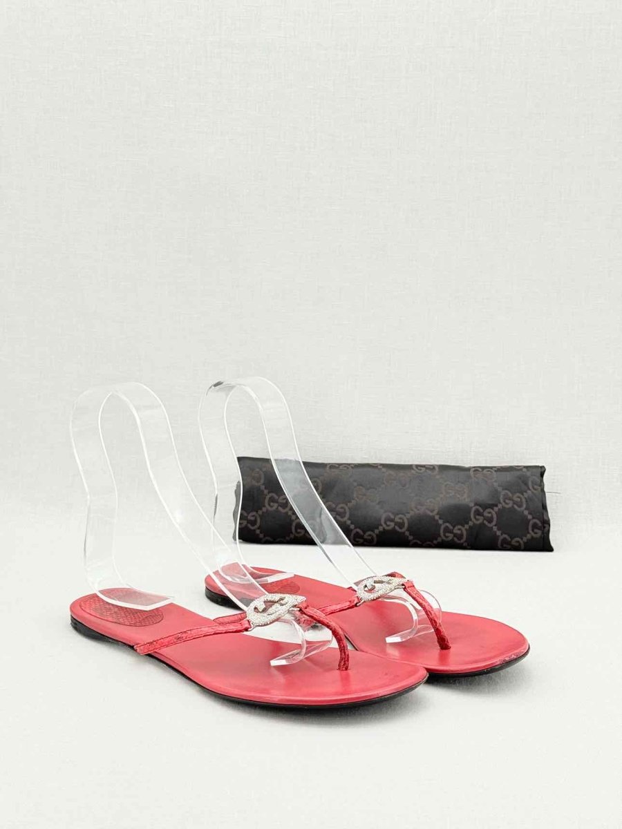 Pre - loved GUCCI Double G Red Size EU 38.5 Flats at Reems Closet