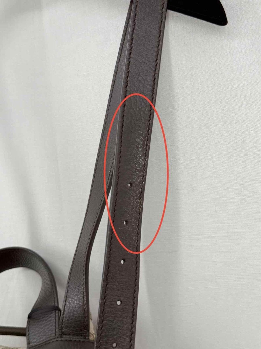 Pre - loved GUCCI Drawstring Brown GG Backpack at Reems Closet