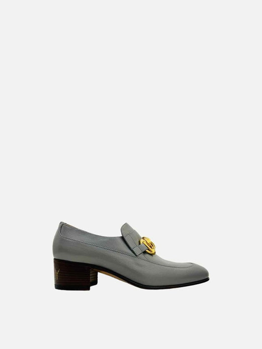 Pre-loved GUCCI Ebal Chain Loafer Grey Pumps from Reems Closet