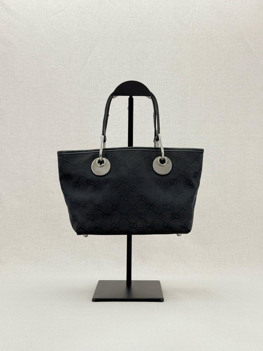 Pre - loved GUCCI Eclipse Black GG Tote Bag at Reems Closet