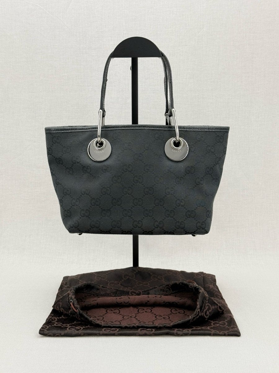 Pre - loved GUCCI Eclipse Black GG Tote Bag at Reems Closet