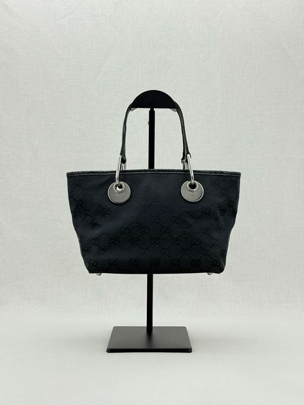 Pre - loved GUCCI Eclipse Black GG Tote Bag at Reems Closet