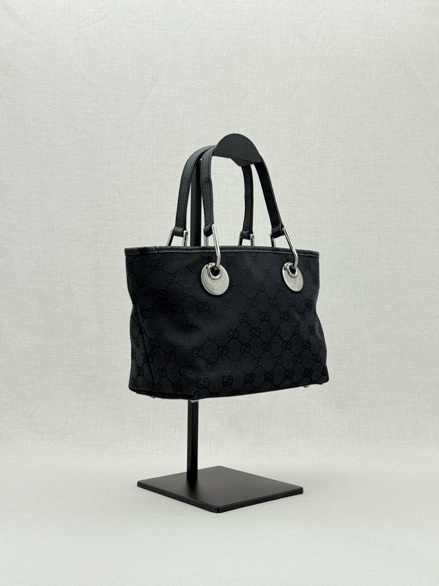 Pre - loved GUCCI Eclipse Black GG Tote Bag at Reems Closet