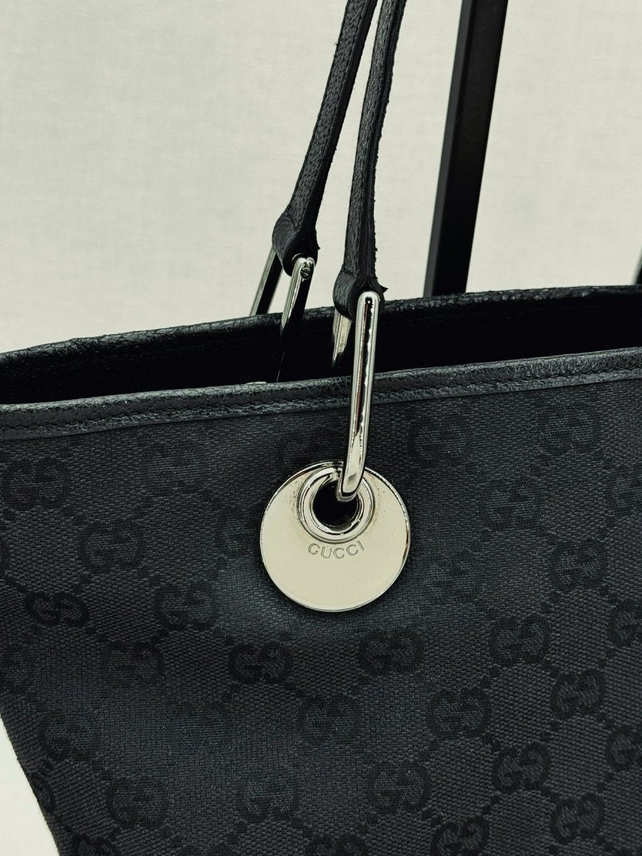 Pre - loved GUCCI Eclipse Black GG Tote Bag at Reems Closet