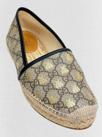 Pre - loved GUCCI Espadrille Beige & Brown Size EU 36 Flats at Reems Closet