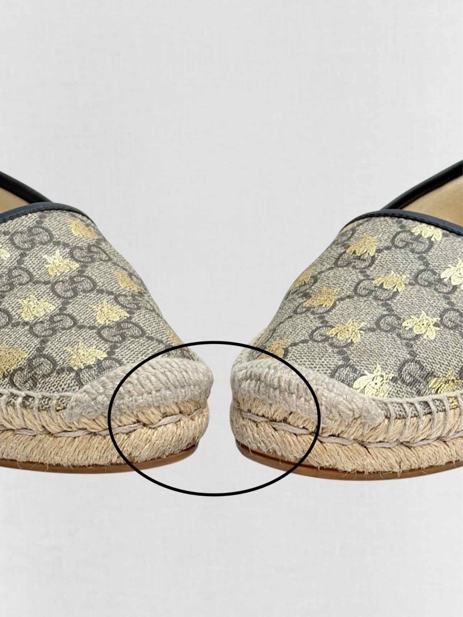 Pre - loved GUCCI Espadrille Beige & Brown Size EU 36 Flats at Reems Closet