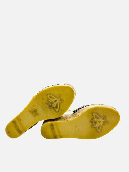 Pre - loved GUCCI Espadrille Beige GG Wedges 35.5 at Reems Closet