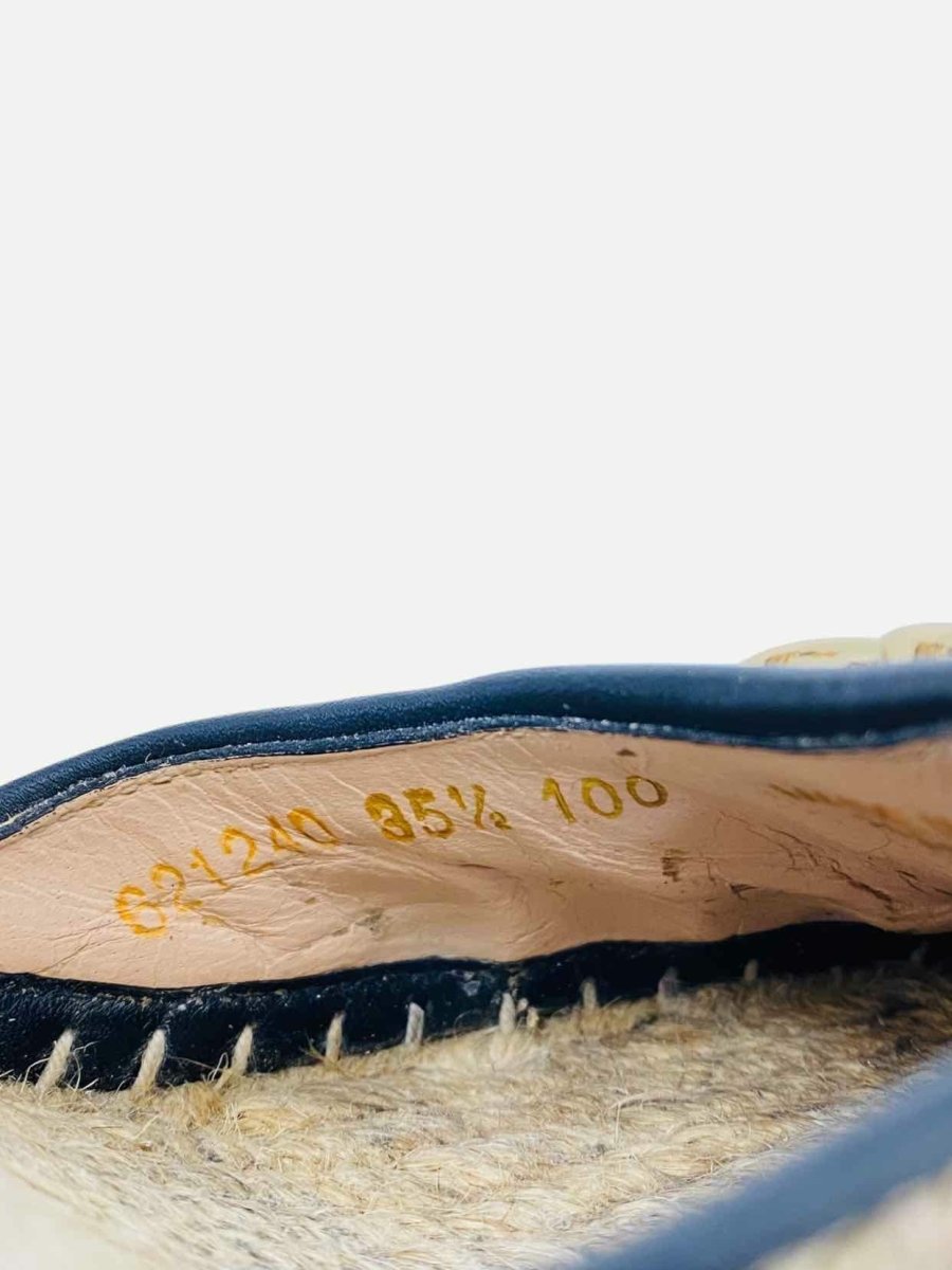 Pre - loved GUCCI Espadrille Beige GG Wedges 35.5 at Reems Closet