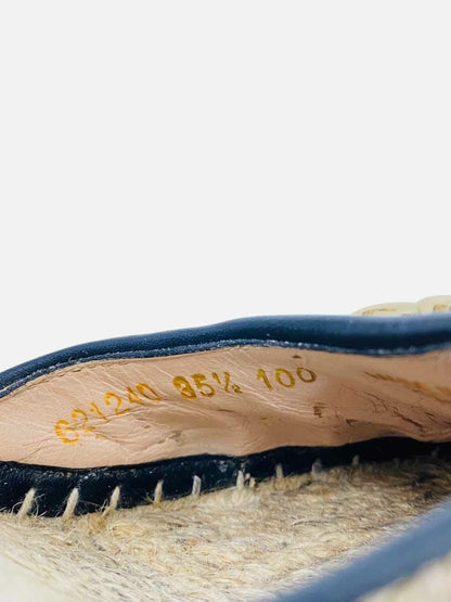 Pre - loved GUCCI Espadrille Beige GG Wedges 35.5 at Reems Closet