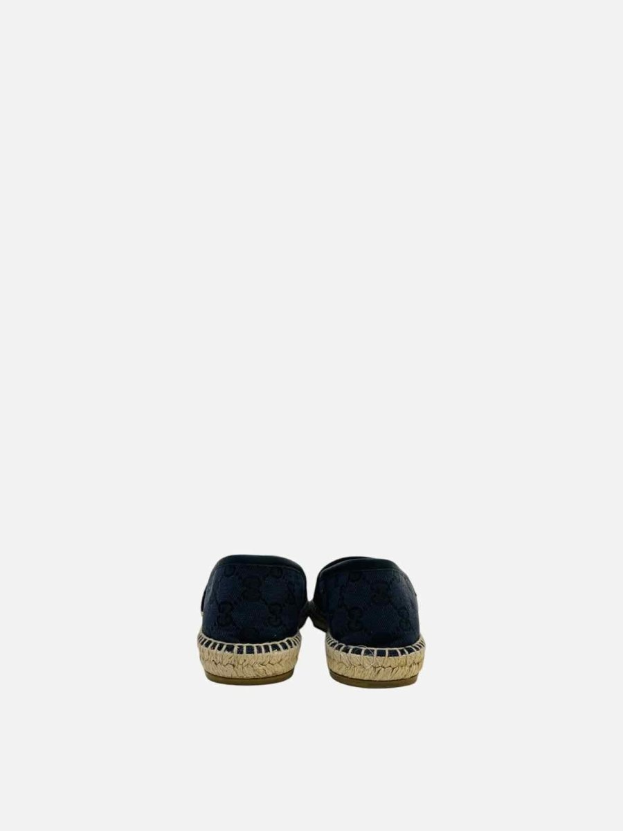 Pre - loved GUCCI Espadrille Black GG Flats 36.5 at Reems Closet