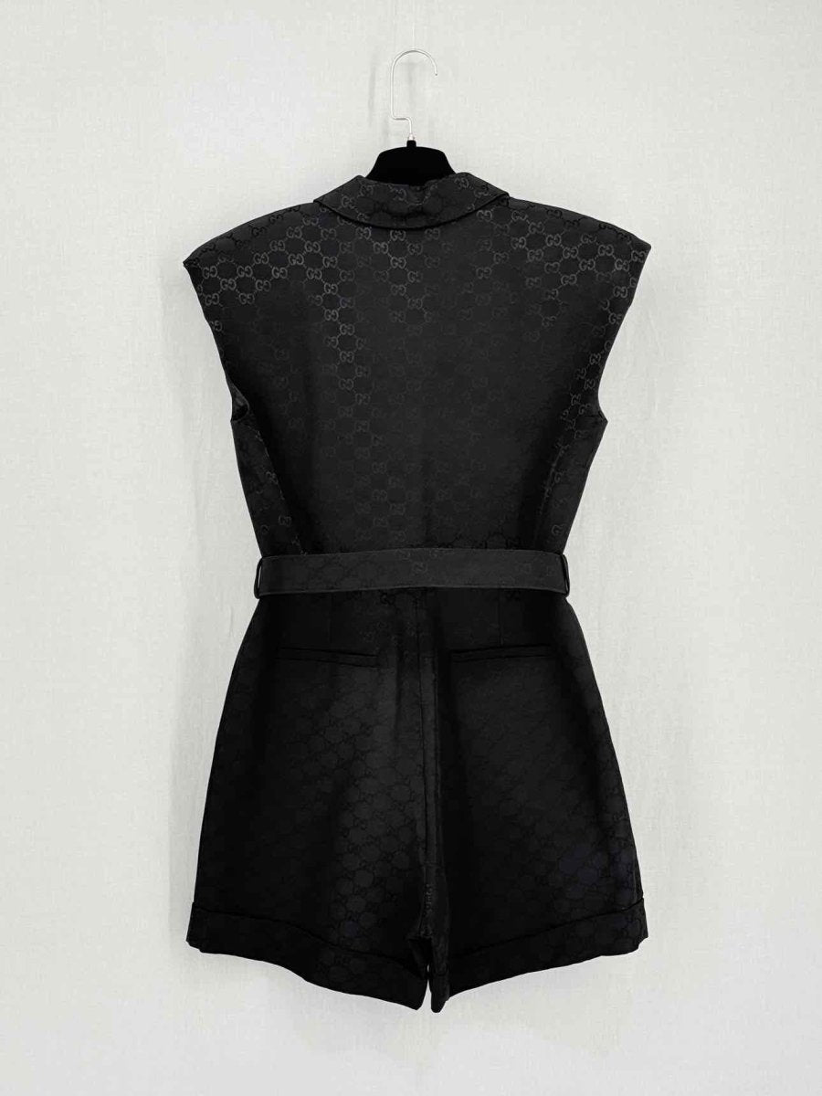 Pre-loved GUCCI Faille Belted Black GG Supreme Size US 6 Playsuit at Reems Closet