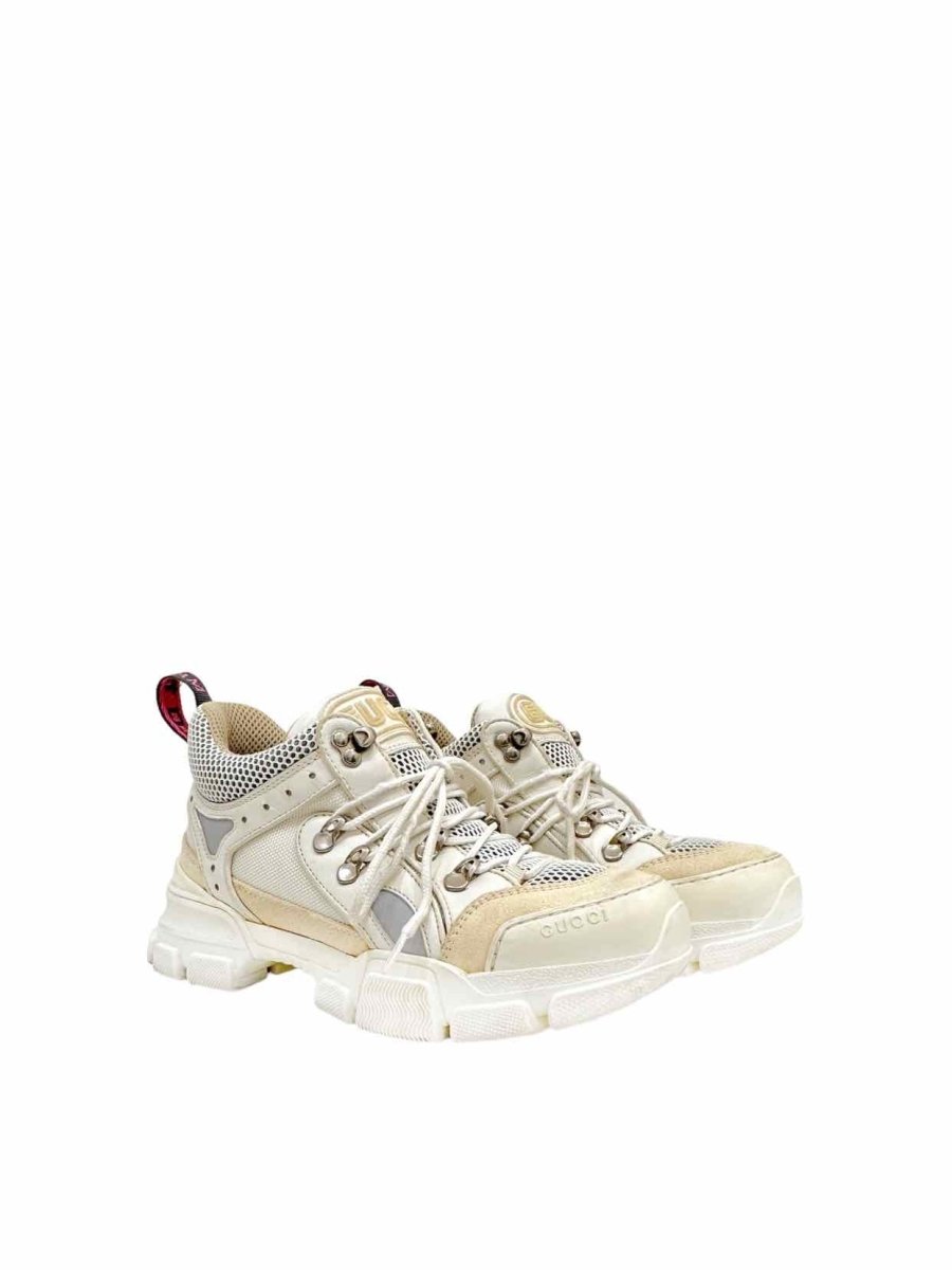 Pre - loved GUCCI Flashtrek White Sneakers at Reems Closet