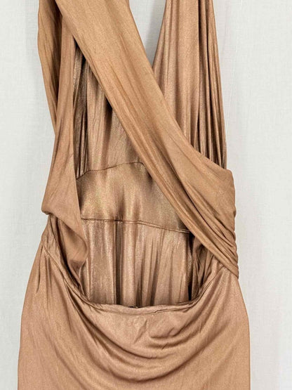 Pre-loved GUCCI F/W 2006 Metallic Brown Size Medium Long Dress at Reems Closet