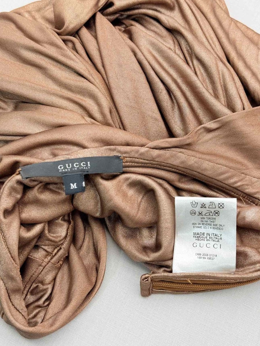 Pre-loved GUCCI F/W 2006 Metallic Brown Size Medium Long Dress at Reems Closet