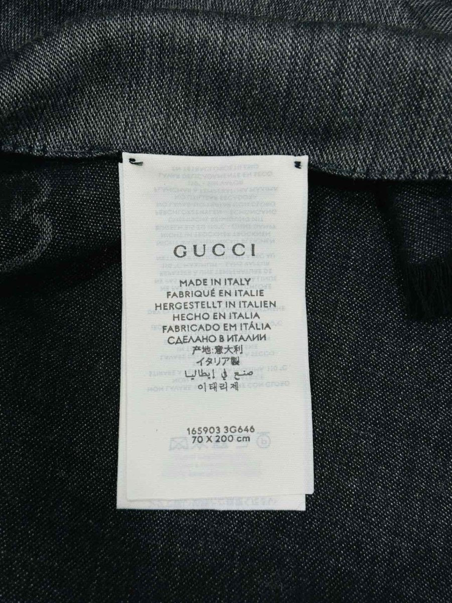 Pre - loved GUCCI GG Jacquard Grey & Black Scarf at Reems Closet