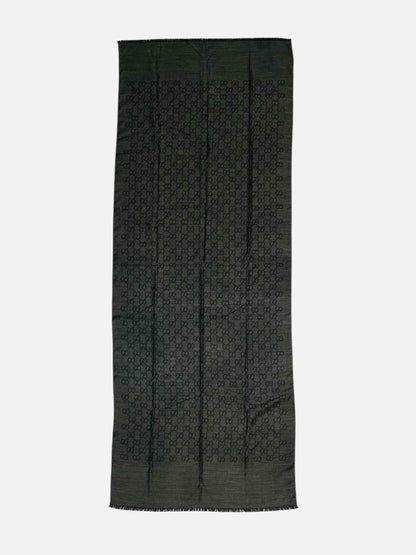 Pre - loved GUCCI GG Jacquard Grey & Black Scarf at Reems Closet