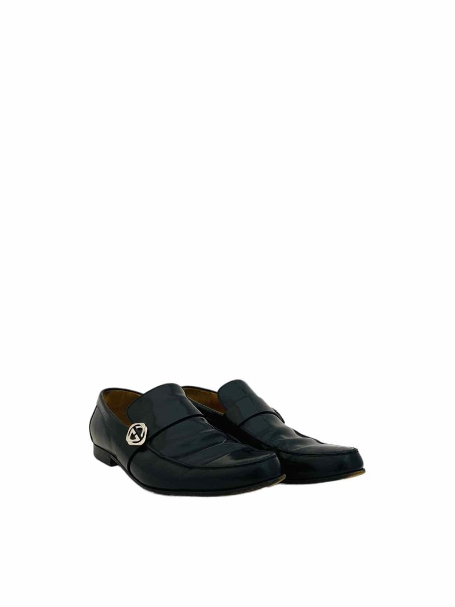 Pre - loved GUCCI GG Logo Black Loafers 42.5 at Reems Closet