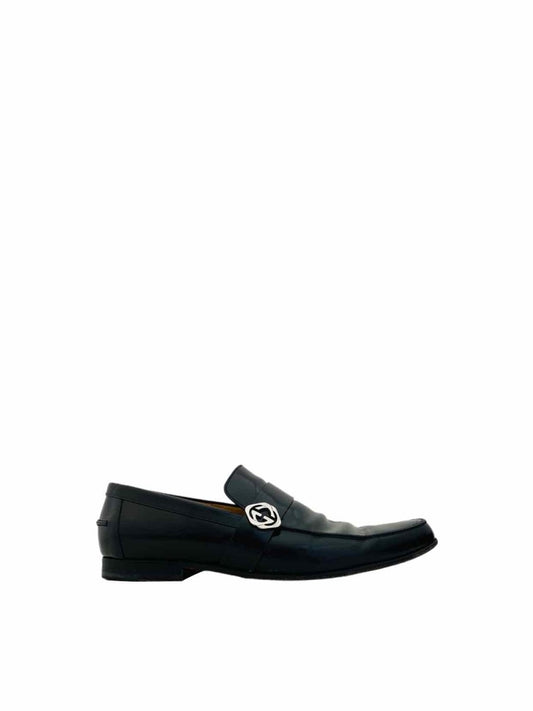 Pre - loved GUCCI GG Logo Black Loafers 42.5 at Reems Closet