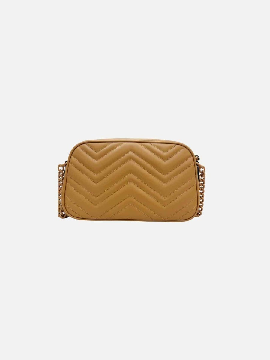 Pre - loved GUCCI GG Marmont Beige Chevron Shoulder Bag at Reems Closet