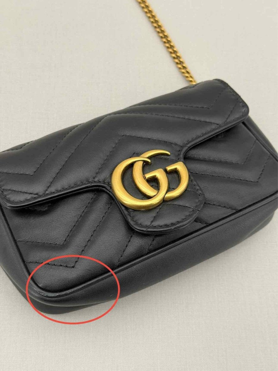 Pre - loved GUCCI GG Marmont Black Chevron Crossbody at Reems Closet