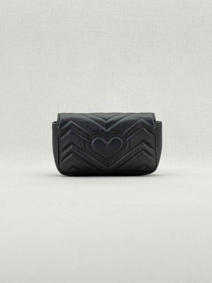 Pre - loved GUCCI GG Marmont Black Chevron Crossbody at Reems Closet