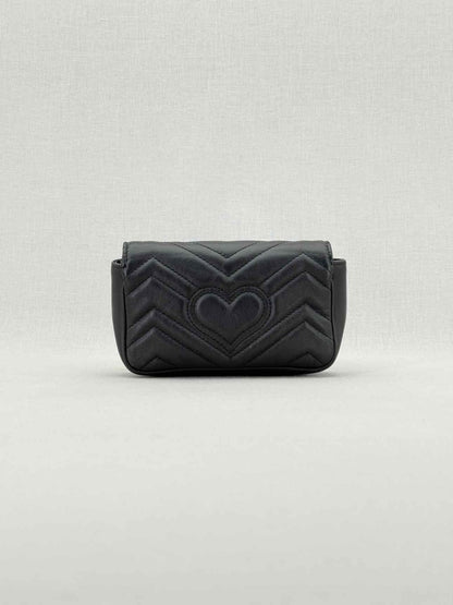 Pre - loved GUCCI GG Marmont Black Chevron Crossbody at Reems Closet