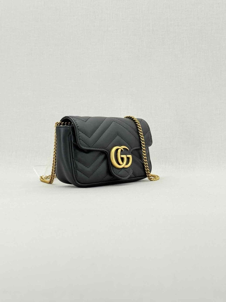Pre - loved GUCCI GG Marmont Black Chevron Crossbody at Reems Closet