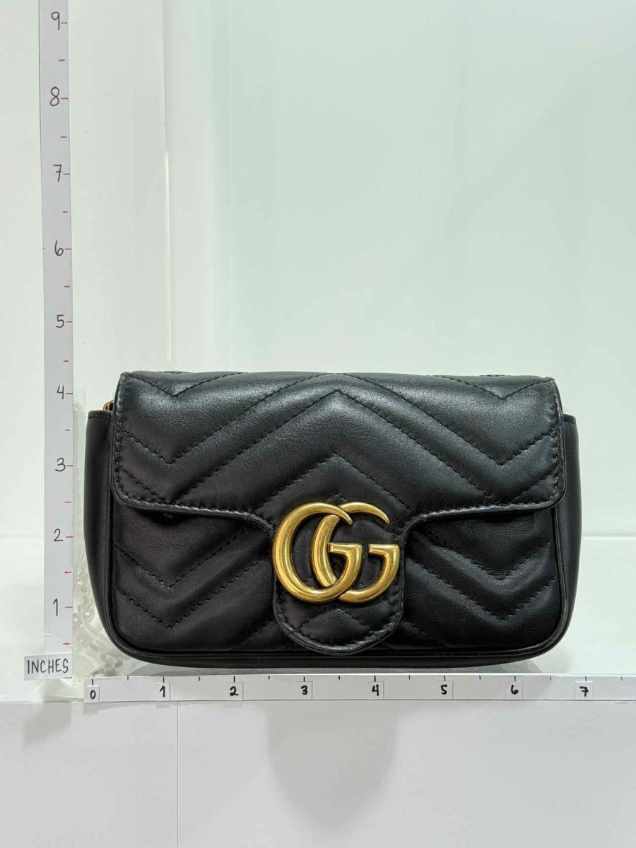Pre - loved GUCCI GG Marmont Black Chevron Crossbody at Reems Closet