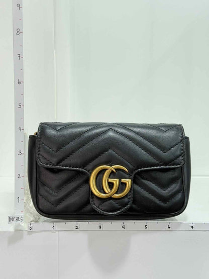 Pre - loved GUCCI GG Marmont Black Chevron Crossbody at Reems Closet